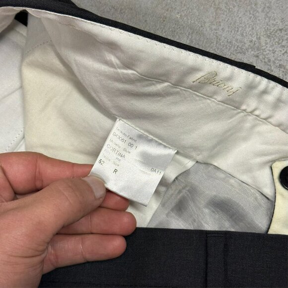 Brioni Dress Pants 110s Wool Trousers Made in Italy Grey Sharkskin W 36 - Picture 5 of 10